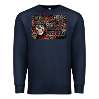 Navy I'm so freaking merry skeleton messy bun Premium Sweatshirt - NancyCooperArtShop