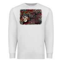 Oatmeal Heather I'm so freaking merry skeleton messy bun Premium Sweatshirt - NancyCooperArtShop