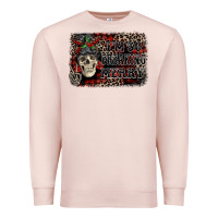 Pale Pink I'm so freaking merry skeleton messy bun Premium Sweatshirt - NancyCooperArtShop
