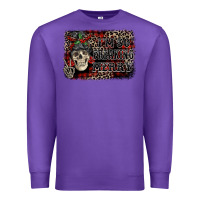 Purple I'm so freaking merry skeleton messy bun Premium Sweatshirt - NancyCooperArtShop