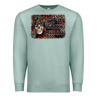 Seafoam I'm so freaking merry skeleton messy bun Premium Sweatshirt - NancyCooperArtShop