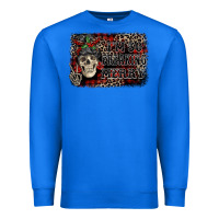 True Royal I'm so freaking merry skeleton messy bun Premium Sweatshirt - NancyCooperArtShop