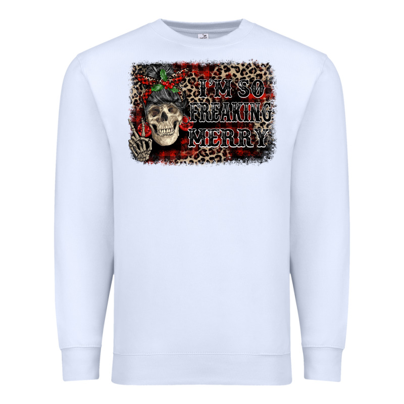 I'm So Freaking Merry Skeleton Messy Bun Premium Sweatshirt by NancyCooperArtShop | Teevron