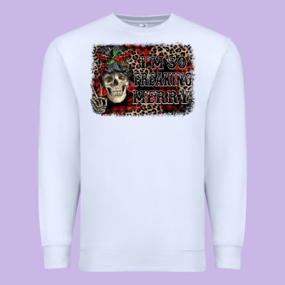 I'm So Freaking Merry Skeleton Messy Bun Premium Sweatshirt Designed By Nancycooperartshop