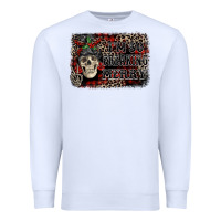 White I'm so freaking merry skeleton messy bun Premium Sweatshirt - NancyCooperArtShop