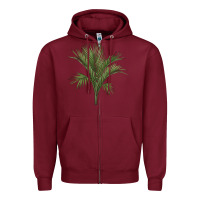 Burgundy Botanical Majesty Palm Illustrations Zipper Hoodie - LillyAllenDesigns