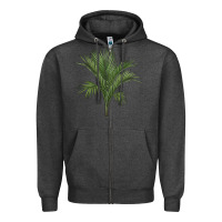 Charcoal Heather Botanical Majesty Palm Illustrations Zipper Hoodie - LillyAllenDesigns