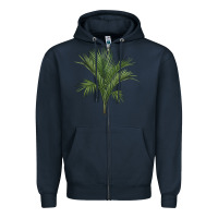 Navy Botanical Majesty Palm Illustrations Zipper Hoodie - LillyAllenDesigns