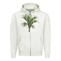 Oatmeal Heather Botanical Majesty Palm Illustrations Zipper Hoodie - LillyAllenDesigns