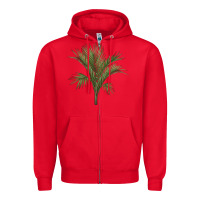 Red Botanical Majesty Palm Illustrations Zipper Hoodie - LillyAllenDesigns