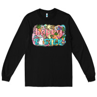 Black Happy Easter Long Sleeve Tee - NancyCooperArtShop