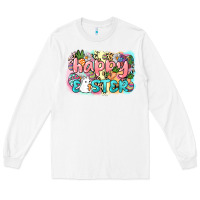 White Happy Easter Long Sleeve Tee - NancyCooperArtShop