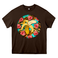 Chocolate Brown banana and strawberries with tiger pattern Heavy Core Tee - BarkalooDesign