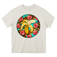 Banana And Strawberries With Tiger Pattern Heavy Core Tee | Teevron