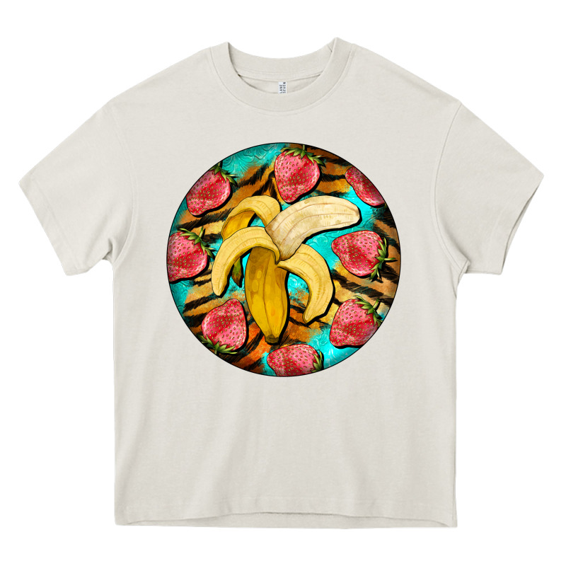 Banana And Strawberries With Tiger Pattern Heavy Core Tee by BarkalooDesign | Teevron
