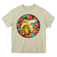Mossy banana and strawberries with tiger pattern Heavy Core Tee - BarkalooDesign