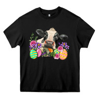 Black Happy Easter Cow Easter Day Heavy Core Tee - Neo Western