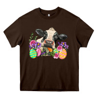 Chocolate Brown Happy Easter Cow Easter Day Heavy Core Tee - Neo Western