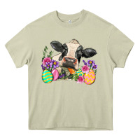 Mossy Happy Easter Cow Easter Day Heavy Core Tee - Neo Western