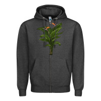 Charcoal Heather the bird of paradise Zipper Hoodie - LillyAllenDesigns