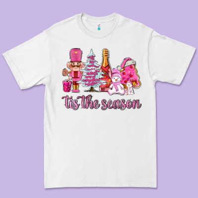 Tis The Season Pink Christmas Premium Tee Designed By Adodesignshop