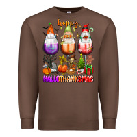 Chestnut Happy Hallothanksmas wine glasses and gnomes Premium Sweatshirt - texasbilliewilder