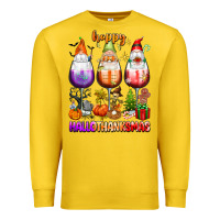 Lemon Happy Hallothanksmas wine glasses and gnomes Premium Sweatshirt - texasbilliewilder