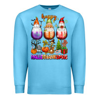 Ocean Blue Happy Hallothanksmas wine glasses and gnomes Premium Sweatshirt - texasbilliewilder
