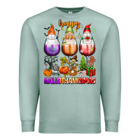 Seafoam Happy Hallothanksmas wine glasses and gnomes Premium Sweatshirt - texasbilliewilder