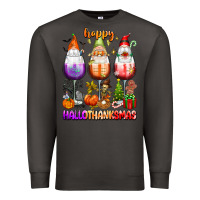 Smoke Happy Hallothanksmas wine glasses and gnomes Premium Sweatshirt - texasbilliewilder