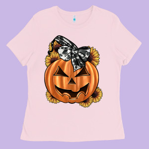 Sunflower Pumpkin Ladies Tee Designed By Jahusdesignshop