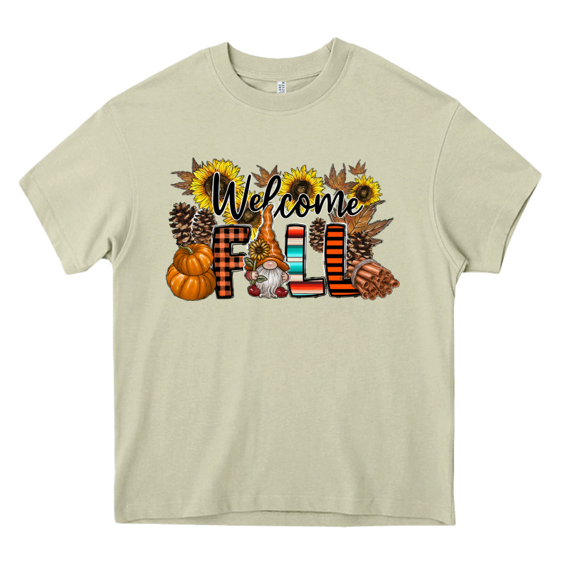 Welcome Fall Pumpkin Heavy Core Tee by CowhideDigitalArt | Teevron