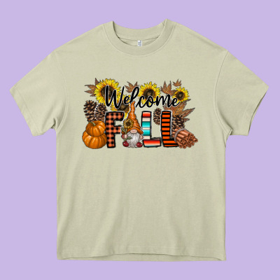 Welcome Fall Pumpkin Heavy Core Tee Designed By Cowhidedigitalart