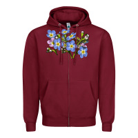 Forget Me Not Flower Illustrations Zipper Hoodie | Teevron