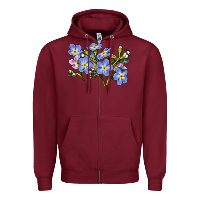 Forget Me Not Flower Illustrations Zipper Hoodie by LillyAllenDesigns | Teevron