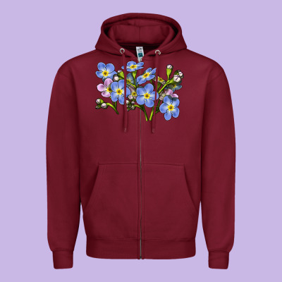 Forget Me Not Flower Illustrations Zipper Hoodie Designed By Lillyallendesigns