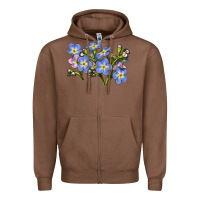 Chestnut Forget Me Not Flower Illustrations Zipper Hoodie - LillyAllenDesigns