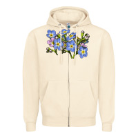 Sandshell Forget Me Not Flower Illustrations Zipper Hoodie - LillyAllenDesigns