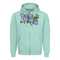 Seafoam Forget Me Not Flower Illustrations Zipper Hoodie - LillyAllenDesigns