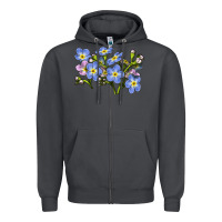 Smoke Forget Me Not Flower Illustrations Zipper Hoodie - LillyAllenDesigns