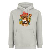 Moon Dust Western Cow with Sunflowers and Gemstone Heavyweight Hoodie - texasbilliewilder