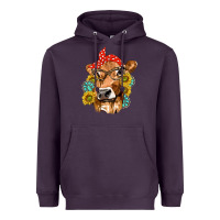 Plum Western Cow with Sunflowers and Gemstone Heavyweight Hoodie - texasbilliewilder