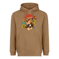 Toasted Coconut Western Cow with Sunflowers and Gemstone Heavyweight Hoodie - texasbilliewilder