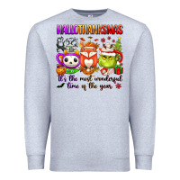 Heather Grey hallothanksmas its the most wonderful time of the Premium Sweatshirt - texasbilliewilder