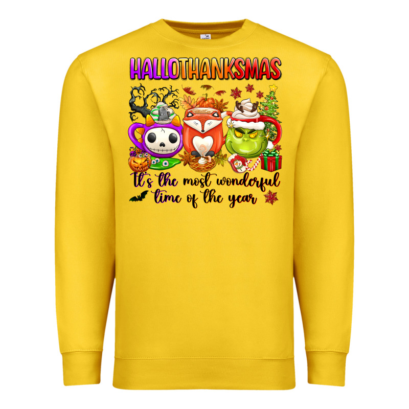 Hallothanksmas Its The Most Wonderful Time Of The Premium Sweatshirt by texasbilliewilder | Teevron