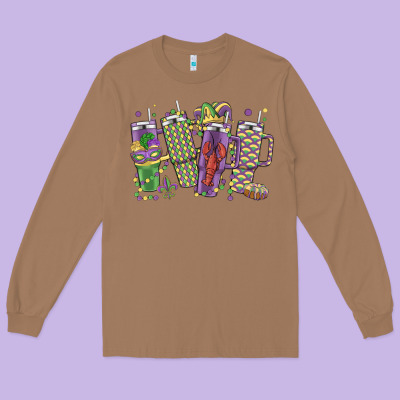 Mardi Gras Coffee Long Sleeve Tee Designed By Maliassmallbusiness