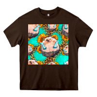 Chocolate Brown hedgehog western seamless pattern Heavy Core Tee - HRA Design Shop