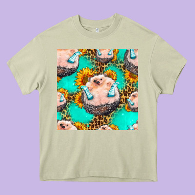 Hedgehog Western Seamless Pattern Heavy Core Tee Designed By Hra Design Shop