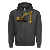 Charcoal Heather Excavator Zipper Hoodie - LillyAllenDesigns