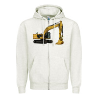 Oatmeal Heather Excavator Zipper Hoodie - LillyAllenDesigns